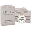 image:imageBella Coterie Luxury Bamboo Viscose King Size Sheet Set  Organically Grown  Cooling  Ultra Soft amp Breathable  18 Deep Pocket w Corner Straps  Hypoallergenic White22  Striped Dune