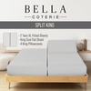 image:imageBella Coterie Luxury Bamboo Viscose King Size Sheet Set  Organically Grown  Cooling  Ultra Soft amp Breathable  18 Deep Pocket w Corner Straps  Hypoallergenic White23  Striped Coastal Blue