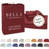 image:imageBella Coterie Luxury Bamboo Viscose King Size Sheet Set  Organically Grown  Cooling  Ultra Soft amp Breathable  18 Deep Pocket w Corner Straps  Hypoallergenic White17  Merlot