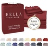 image:imageBella Coterie Luxury Bamboo Viscose King Size Sheet Set  Organically Grown  Cooling  Ultra Soft amp Breathable  18 Deep Pocket w Corner Straps  Hypoallergenic White17  Merlot