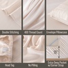image:imageBella Coterie Luxury Bamboo Viscose King Size Sheet Set  Organically Grown  Cooling  Ultra Soft amp Breathable  18 Deep Pocket w Corner Straps  Hypoallergenic White22  Striped Dune