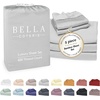 image:imageBella Coterie Luxury Bamboo Viscose King Size Sheet Set  Organically Grown  Cooling  Ultra Soft amp Breathable  18 Deep Pocket w Corner Straps  Hypoallergenic White05  Grey Mist