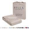 image:imageBella Coterie  Luxury Bamboo Viscose Queen Size Fitted Sheet Only  Organically Grown  Cooling For Hot Sleepers  Ultra Soft  18 Deep Pocket  With Corner Straps IvoryDune