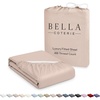 image:imageBella Coterie  Luxury Bamboo Viscose Queen Size Fitted Sheet Only  Organically Grown  Cooling For Hot Sleepers  Ultra Soft  18 Deep Pocket  With Corner Straps IvoryDusty Rose