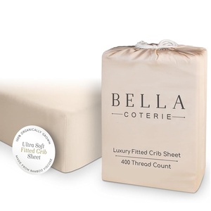image:imageBella Coterie  Luxury Bamboo Viscose Crib Sheet  Organically Grown  Cooling for Better Sleep  Ultra Soft  Hypoallergenic  Deep Pocket Fitted Sheet for Crib amp Toddler Mattress WhiteChampagne