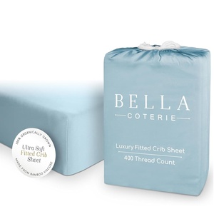 image:imageBella Coterie  Luxury Bamboo Viscose Crib Sheet  Organically Grown  Cooling for Better Sleep  Ultra Soft  Hypoallergenic  Deep Pocket Fitted Sheet for Crib amp Toddler Mattress WhiteCoastal Blue