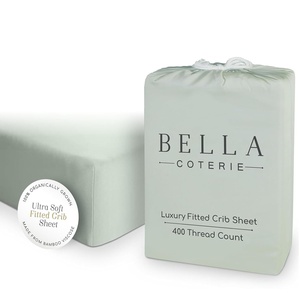 image:imageBella Coterie  Luxury Bamboo Viscose Crib Sheet  Organically Grown  Cooling for Better Sleep  Ultra Soft  Hypoallergenic  Deep Pocket Fitted Sheet for Crib amp Toddler Mattress WhiteSea Glass