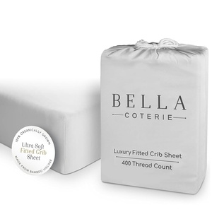image:imageBella Coterie  Luxury Bamboo Viscose Crib Sheet  Organically Grown  Cooling for Better Sleep  Ultra Soft  Hypoallergenic  Deep Pocket Fitted Sheet for Crib amp Toddler Mattress WhiteGrey Mist