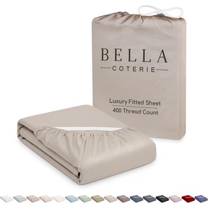 image:imageBella Coterie  Luxury Bamboo Viscose Queen Size Fitted Sheet Only  Organically Grown  Cooling For Hot Sleepers  Ultra Soft  18 Deep Pocket  With Corner Straps IvoryDune