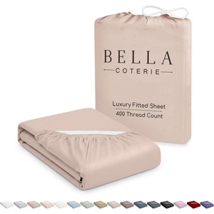 image:imageBella Coterie  Luxury Bamboo Viscose Queen Size Fitted Sheet Only  Organically Grown  Cooling For Hot Sleepers  Ultra Soft  18 Deep Pocket  With Corner Straps IvoryDusty Rose