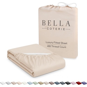 image:imageBella Coterie  Luxury Bamboo Viscose Queen Size Fitted Sheet Only  Organically Grown  Cooling For Hot Sleepers  Ultra Soft  18 Deep Pocket  With Corner Straps IvoryChampagne