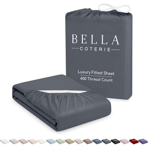image:imageBella Coterie  Luxury Bamboo Viscose Queen Size Fitted Sheet Only  Organically Grown  Cooling For Hot Sleepers  Ultra Soft  18 Deep Pocket  With Corner Straps IvoryCharcoal Grey