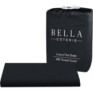 image:imageBella Coterie  Luxury Bamboo Viscose Queen Size Flat Sheet Only  1 Piece  Organically Grown  Cooling for Hot Sleepers  Ultra Soft  Oversized Sea GlassBlack