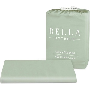 image:imageBella Coterie  Luxury Bamboo Viscose Queen Size Flat Sheet Only  1 Piece  Organically Grown  Cooling for Hot Sleepers  Ultra Soft  Oversized Sea GlassSea Glass