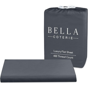 image:imageBella Coterie  Luxury Bamboo Viscose Queen Size Flat Sheet Only  1 Piece  Organically Grown  Cooling for Hot Sleepers  Ultra Soft  Oversized Sea GlassCharcoal Grey