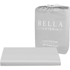 image:imageBella Coterie  Luxury Bamboo Viscose Queen Size Flat Sheet Only  1 Piece  Organically Grown  Cooling for Hot Sleepers  Ultra Soft  Oversized Sea GlassGrey Mist