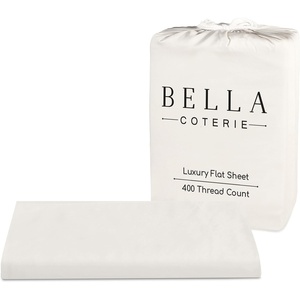 image:imageBella Coterie  Luxury Bamboo Viscose Queen Size Flat Sheet Only  1 Piece  Organically Grown  Cooling for Hot Sleepers  Ultra Soft  Oversized Sea GlassIvory