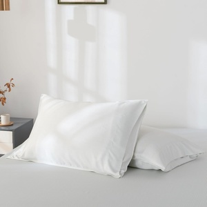 image:imageBella Coterie  Luxury Bamboo Viscose Standard Size Pillowcase Set  Organically Grown  Cooling For Hot Sleepers  Ultra Soft  Hypoallergenic  2 Pillowcases WhiteStriped Coastal Blue