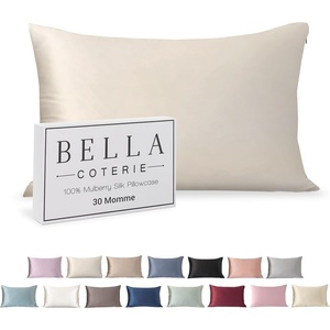image:imageBella Coterie  Luxury Silk Pillowcase for Hair and Skin  King Size  30 Momme  100 Pure 6A Mulberry Silk  Super Soft  Perfectly Plush  Zipper Closure WhiteIvory