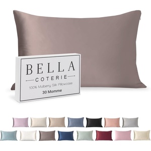 image:imageBella Coterie  Luxury Silk Pillowcase for Hair and Skin  King Size  30 Momme  100 Pure 6A Mulberry Silk  Super Soft  Perfectly Plush  Zipper Closure WhiteMocha