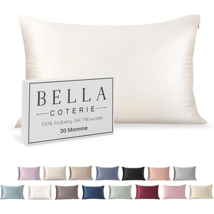 image:imageBella Coterie  Luxury Silk Pillowcase for Hair and Skin  King Size  30 Momme  100 Pure 6A Mulberry Silk  Super Soft  Perfectly Plush  Zipper Closure WhiteWhite