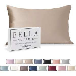 image:imageBella Coterie  Luxury Silk Pillowcase for Hair and Skin  King Size  30 Momme  100 Pure 6A Mulberry Silk  Super Soft  Perfectly Plush  Zipper Closure WhiteChampagne