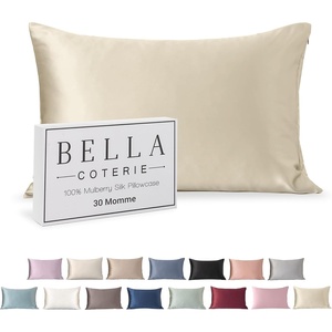 image:imageBella Coterie  Luxury Silk Pillowcase for Hair and Skin  King Size  30 Momme  100 Pure 6A Mulberry Silk  Super Soft  Perfectly Plush  Zipper Closure WhiteLemonade