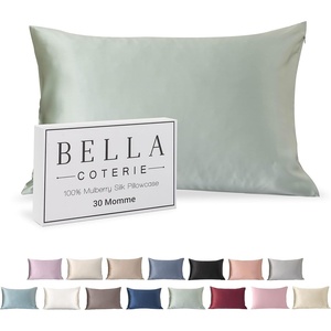 image:imageBella Coterie  Luxury Silk Pillowcase for Hair and Skin  King Size  30 Momme  100 Pure 6A Mulberry Silk  Super Soft  Perfectly Plush  Zipper Closure WhiteSage Green