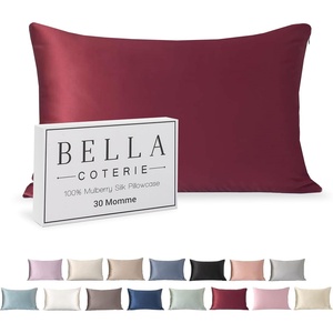 image:imageBella Coterie  Luxury Silk Pillowcase for Hair and Skin  King Size  30 Momme  100 Pure 6A Mulberry Silk  Super Soft  Perfectly Plush  Zipper Closure WhiteMerlot