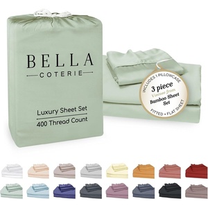 image:imageBella Coterie Luxury Bamboo Viscose King Size Sheet Set  Organically Grown  Cooling  Ultra Soft amp Breathable  18 Deep Pocket w Corner Straps  Hypoallergenic White07  Sea Glass