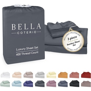 image:imageBella Coterie Luxury Bamboo Viscose King Size Sheet Set  Organically Grown  Cooling  Ultra Soft amp Breathable  18 Deep Pocket w Corner Straps  Hypoallergenic White08  Charcoal Grey
