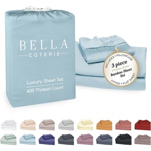 image:imageBella Coterie Luxury Bamboo Viscose King Size Sheet Set  Organically Grown  Cooling  Ultra Soft amp Breathable  18 Deep Pocket w Corner Straps  Hypoallergenic White06  Coastal Blue