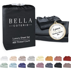 image:imageBella Coterie Luxury Bamboo Viscose King Size Sheet Set  Organically Grown  Cooling  Ultra Soft amp Breathable  18 Deep Pocket w Corner Straps  Hypoallergenic White11  Black