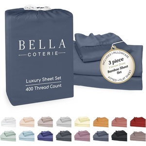 image:imageBella Coterie Luxury Bamboo Viscose King Size Sheet Set  Organically Grown  Cooling  Ultra Soft amp Breathable  18 Deep Pocket w Corner Straps  Hypoallergenic White04  Slate Blue