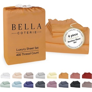 image:imageBella Coterie Luxury Bamboo Viscose King Size Sheet Set  Organically Grown  Cooling  Ultra Soft amp Breathable  18 Deep Pocket w Corner Straps  Hypoallergenic White15  Marigold