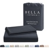 image:imageBella Coterie  Luxury Bamboo Viscose Queen Size Duvet Cover Set  Organically Grown  Cooling  Ultra Soft  8 Corner Ties  2 Pillow Shams  90 x 94  No Insert Sea GlassCharcoal Grey