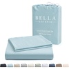 image:imageBella Coterie  Luxury Bamboo Viscose Queen Size Duvet Cover Set  Organically Grown  Cooling  Ultra Soft  8 Corner Ties  2 Pillow Shams  90 x 94  No Insert Sea GlassCoastal Blue
