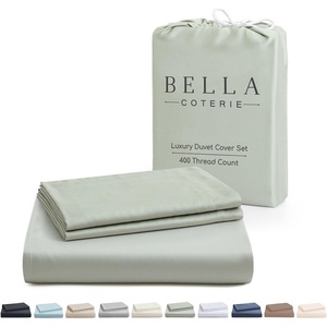 image:imageBella Coterie  Luxury Bamboo Viscose Queen Size Duvet Cover Set  Organically Grown  Cooling  Ultra Soft  8 Corner Ties  2 Pillow Shams  90 x 94  No Insert Sea GlassSea Glass