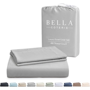 image:imageBella Coterie  Luxury Bamboo Viscose Queen Size Duvet Cover Set  Organically Grown  Cooling  Ultra Soft  8 Corner Ties  2 Pillow Shams  90 x 94  No Insert Sea GlassGrey Mist