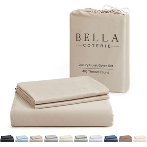 image:imageBella Coterie  Luxury Bamboo Viscose Queen Size Duvet Cover Set  Organically Grown  Cooling  Ultra Soft  8 Corner Ties  2 Pillow Shams  90 x 94  No Insert Sea GlassDune